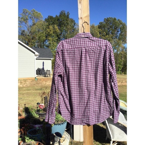 J.Crew Mens Flannel Button Down Shirt Workshirt Size Large Plaid Purple Fall - Picture 4 of 8